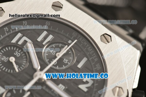 Audemars Piguet Royal Oak Offshore Chronograph Swiss Valjoux 7750 Automatic Movement Steel Case with Black Dial and Black Leather Strap - Click Image to Close